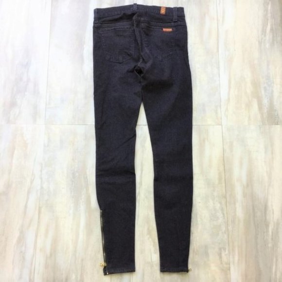 7 For All Mankind Black Jeggings with Gold Accents - Picture 4 of 9